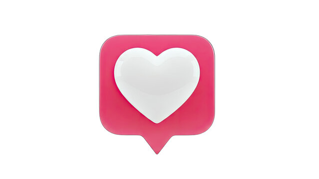 3D Heart Like Icon on Pink Speech Bubble - Social Media Concept - Powered by Adobe