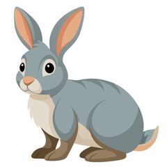 Obraz premium Cartoon grey rabbit with big eyes and ears on transparent background