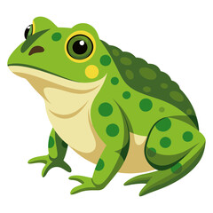 Naklejka premium Colorful Green Frog with Big Eyes and Spots on Transparent Background