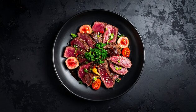 High angle view of meat in plate