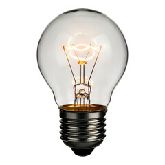 Clear incandescent light bulb isolated on white background representing classic idea and energy concept