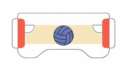Illustration of a foosball table with a blue and purple ball in the center of the table top view on transparent background silhouette