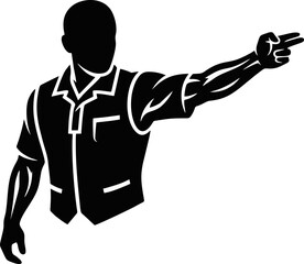 Baseball Umpire Signal Negative Space Silhouette. Sport Referee Logo