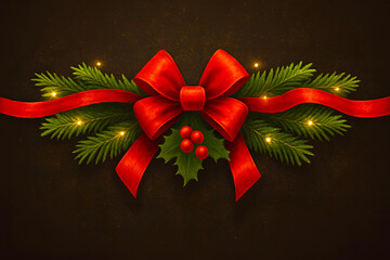 christmas greeting card with holly