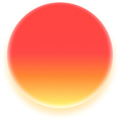 Simple round circle button with vivid red orange gradient and glow