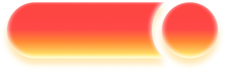 Red orange gradient text banner with separated circle on right side