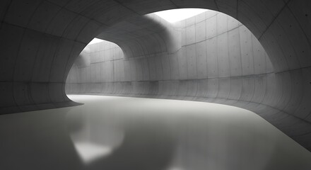 Obraz premium Minimalist concrete architecture showcasing soft light and sleek curves, a captivating space for design and