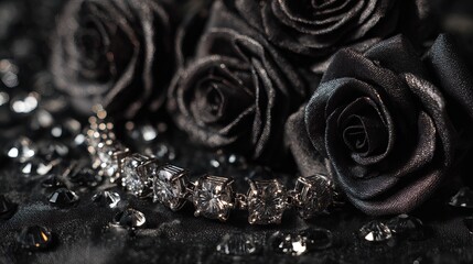 Luxury diamond bracelet with black roses romantic valentine gift
