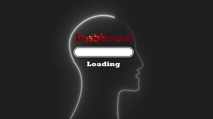 Human Brain with Digital Dashboard Loading Bar Animation, Mind Processing and Artificial Intelligence Concept Loop.