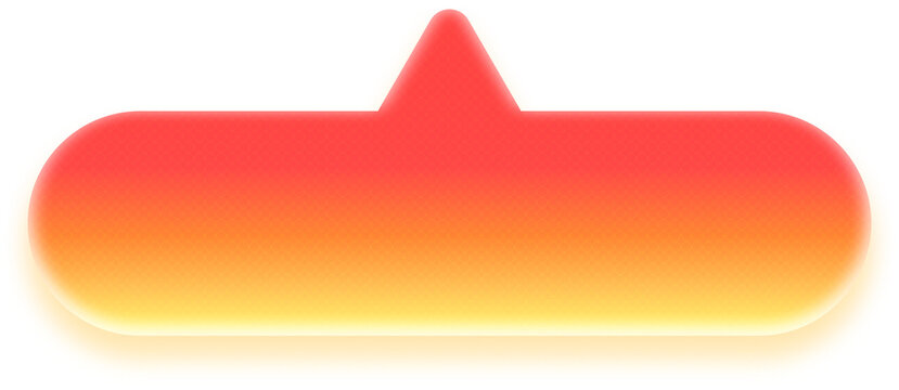 Red orange gradient tooltip bubble with pointer up and glow