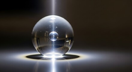 Spherical crystal refracting light, showcasing geometric properties