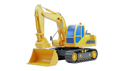 Yellow Excavator Isolated on White Background