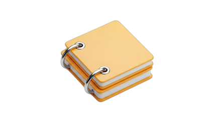 Yellow Notepad with Silver Rings on White Background