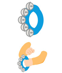 打楽器リングベルと演奏している手のベクターイラスト