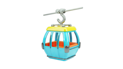 Cartoon Cable Car Isolated on White Background