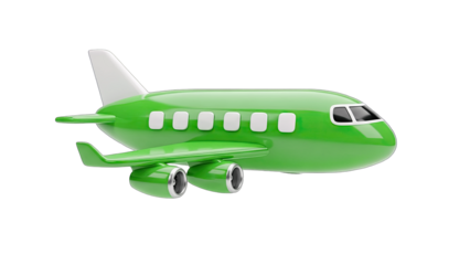 Green Airplane Isolated on White Background
