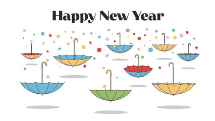 happy new year 2026 card with colorful flowers