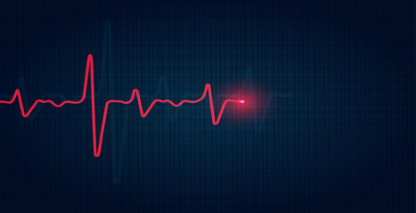 Cardiology concept with pulse rate diagram. Medical background with heart cardiogram.