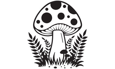 Mushroom Silhouette Illustrations – Nature, Forest Art, Fungi Design & Botanical Clipart