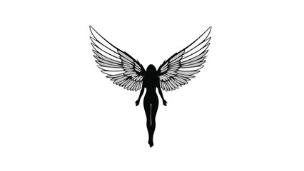 Obraz premium Serene winged silhouette embodying grace and strength against a clean background