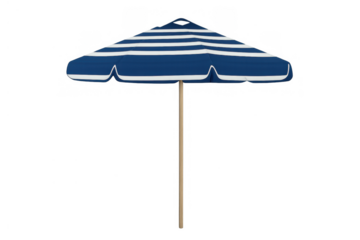 Striped parasol bringing shade and relaxation to sunny beaches, resort holidays, and travel destinations