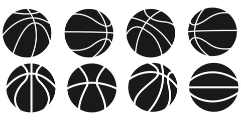 Obraz premium Basketball ball icons set. Basketball ball isolated icon. Black basketball symbols. Vector illustration.