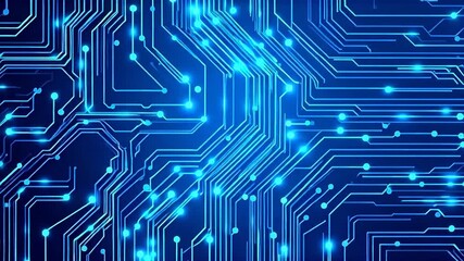 Blue glowing circuit board design - Powered by Adobe