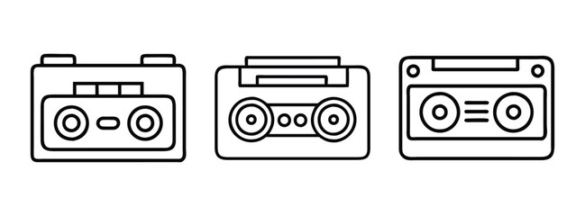 Vintage Boombox Illustrations, Retro Cassette Players, Music Icon Set © IsratJahan