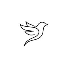 Fototapeta premium Minimalist flying bird outline isolated on transparent background