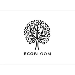 Ecobloom stylized tree logo isolated on transparent background