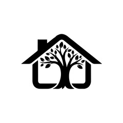 House and tree icon isolated on transparent background