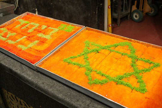 sweets with hebrew and star of david at mahane yehuda market around jaffa street