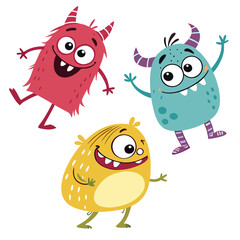 funny monsters with speech bubble