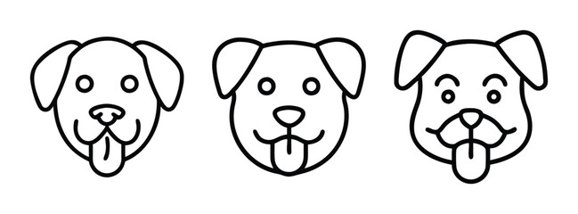 Cartoon Dog Faces with Playful Expressions, Happy Dogs, Smiling Canine Illustrations