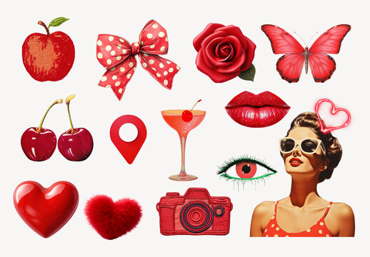 Retro Pop Art Style Elements Design Set