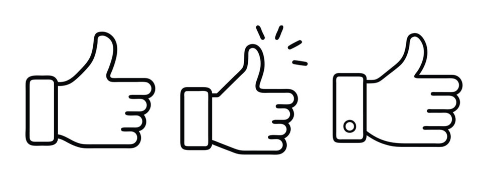 Thumbs Up Icons, Like Buttons, Hand Gestures, Approval Symbols, Social Media Graphics