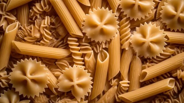 Pasta Various shapes with closeup texture.
