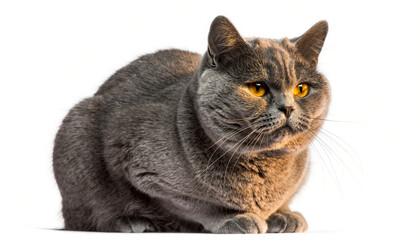 Fototapeta premium Beautiful grey cat isolated on a white