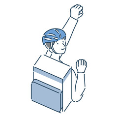 笑顔の男性フードデリバリーのシンプルな上半身のイラスト素材