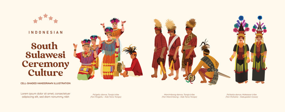Isolated Indonesian South Sulawesi culture asset illustration