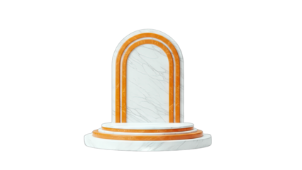 Modern Marble Display Stand on White Background