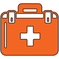 Obraz premium First Aid Kit Flat Vector Icon for Medical Emergency Application.