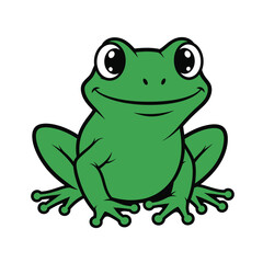 Obraz premium Smiling green cartoon frog character sitting.
