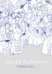 Coloring pages of South Sulawesi traditional culture