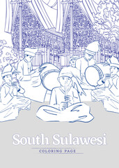 Indonesian tourism sketch illustration of South Sulawesi performance
