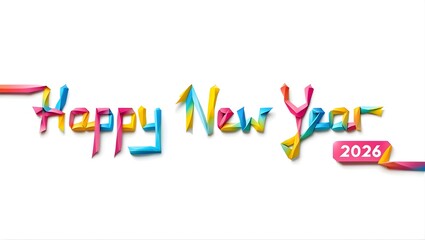 Vibrant Happy New Year 2026 celebration with colorful 3D text