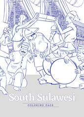 South Sulawesi culture layout template coloring pages idea