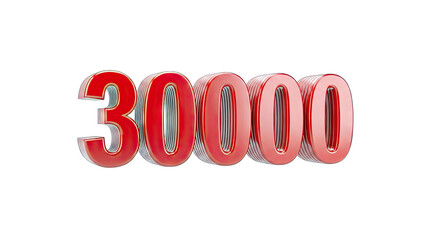 3D Rendered Number 30000 on White Background