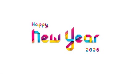 Obraz premium Vibrant Happy New Year 2026 celebration with colorful typography