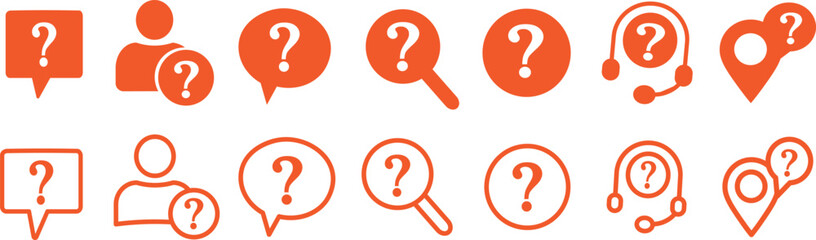 question mark icon button, Comment question icon illustration symbol , Simple thin line logo  design, vector concept,

